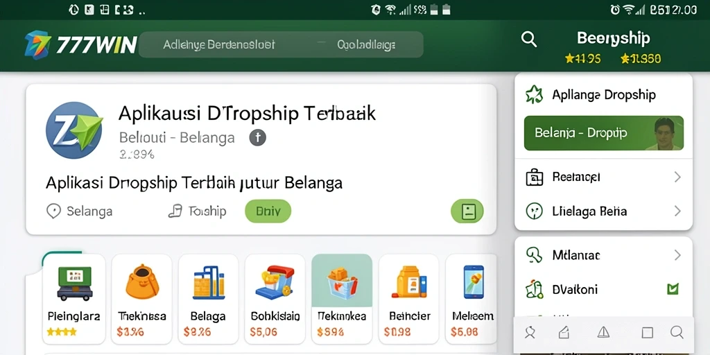 Tampilan antarmuka pengguna 777WIN yang memudahkan belanja Dropship.