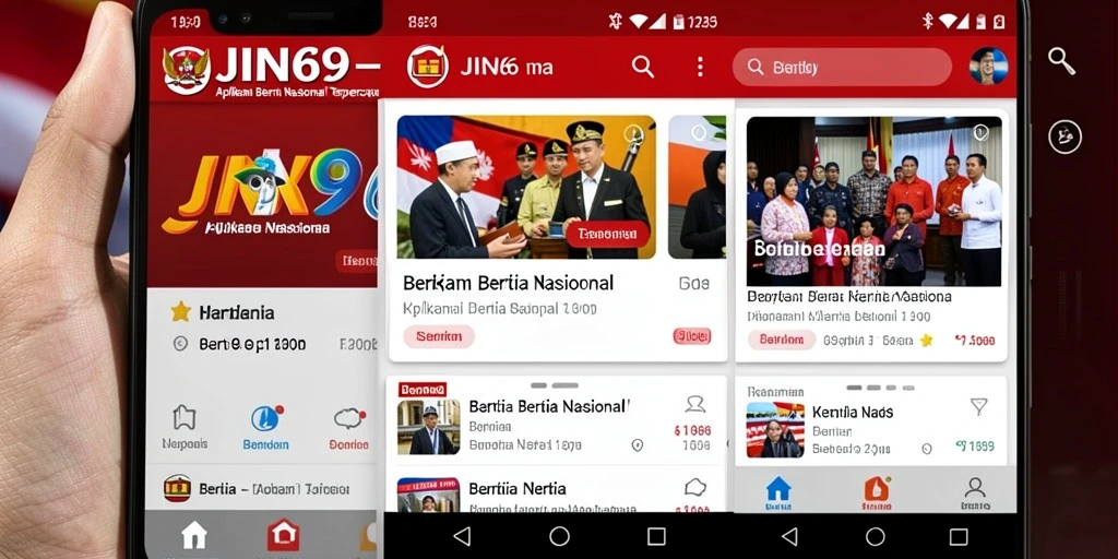 Antarmuka utama JIN69 menampilkan berita nasional terbaru dan terpopuler.