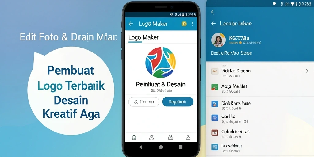 Antarmuka sederhana dan fitur intuitif aplikasi Logo Maker.